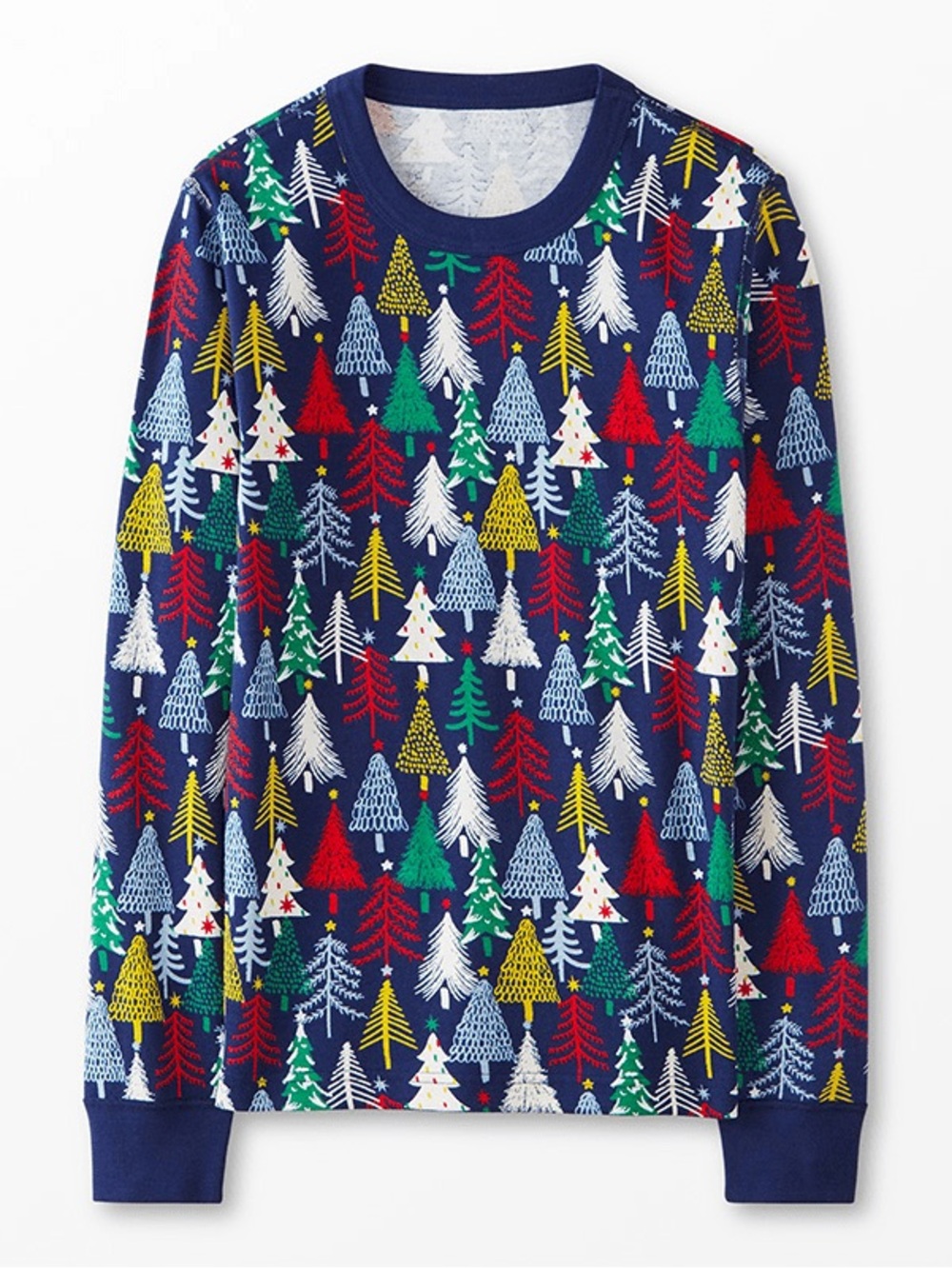 Hanna Andersson Adult Unisex Long John Pajama Top in Twinkly Trees Navy Size XL